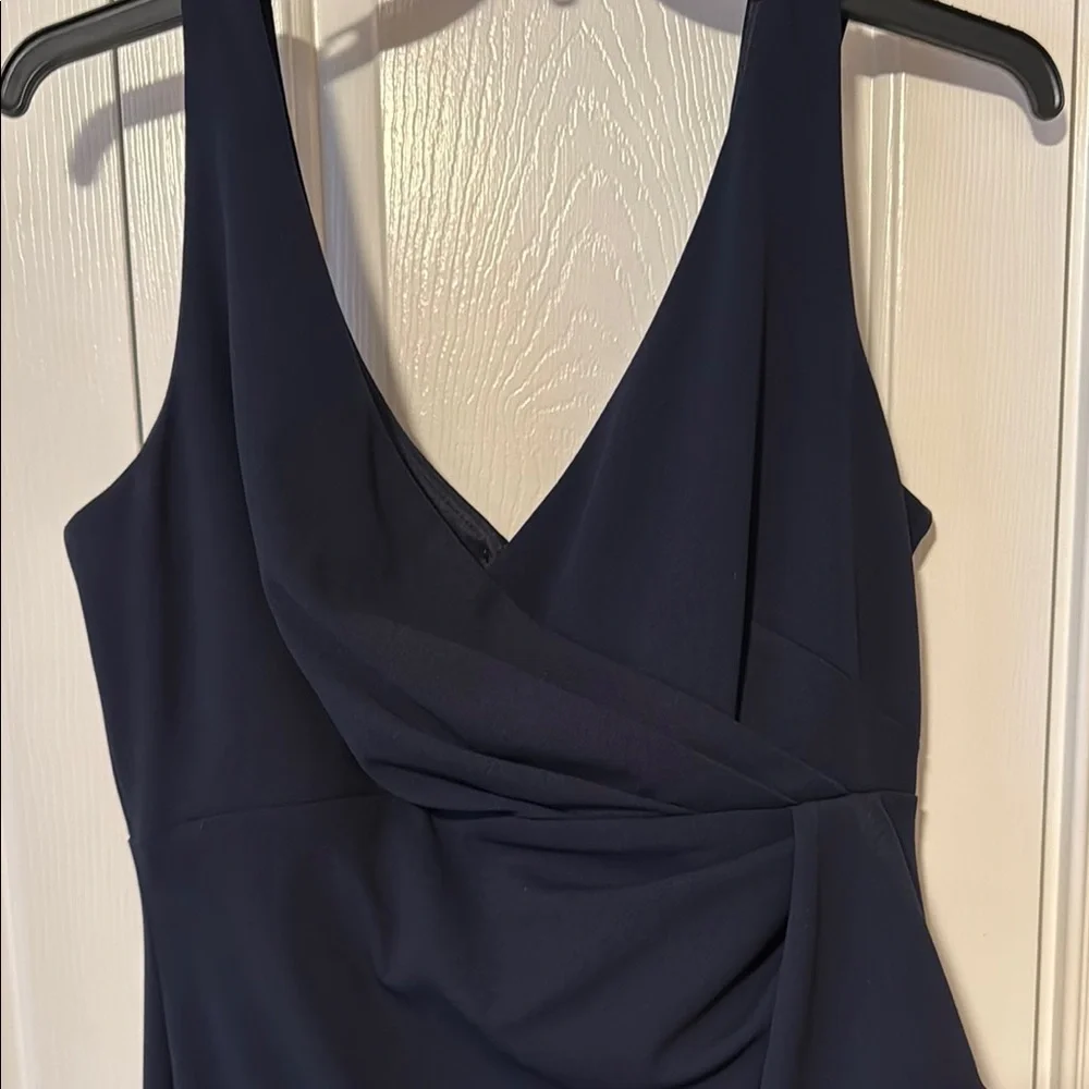 Elegant Navy High Low Women's Dress - Picture 3 of 7